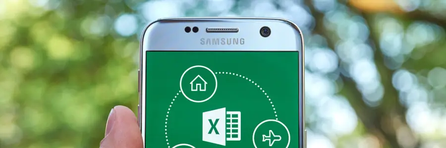 Smartphone displaying Microsoft Excel logo and icons representing various functionalities, emphasizing the importance of Excel upgrades for business data management.
